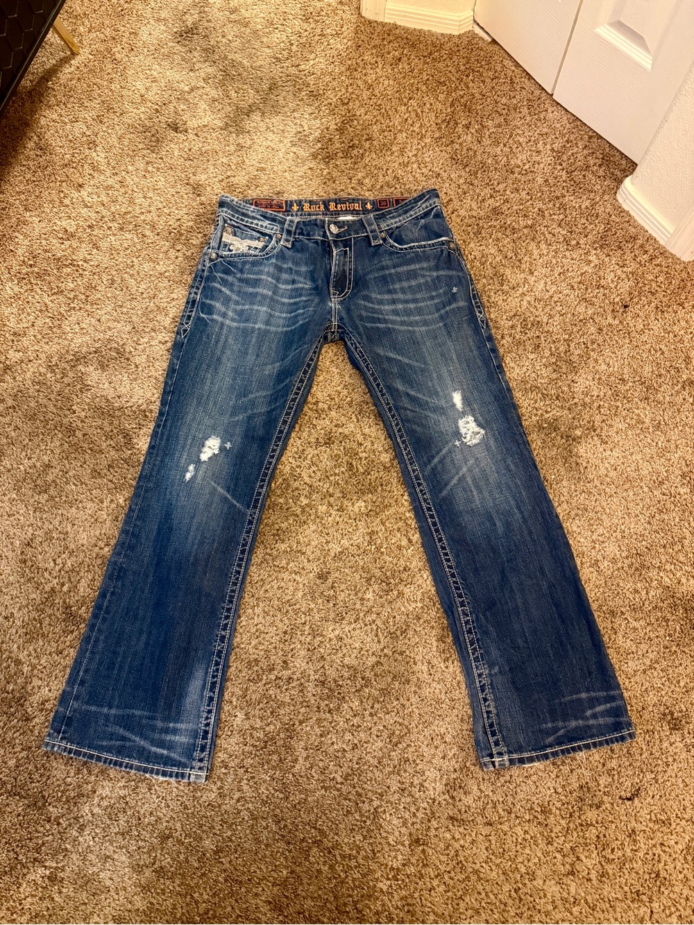 Rock Revival Distressed slim fit bootcut jeans